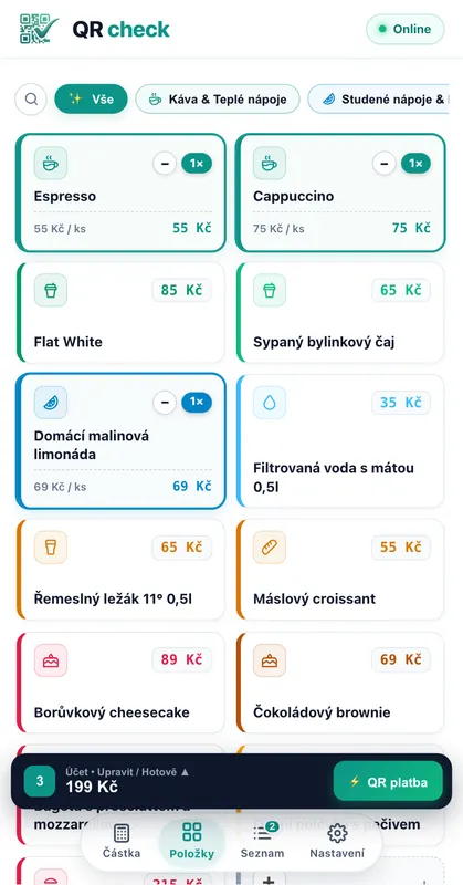 🛒 Katalog položek a přehledný účet na jedno kliknutí